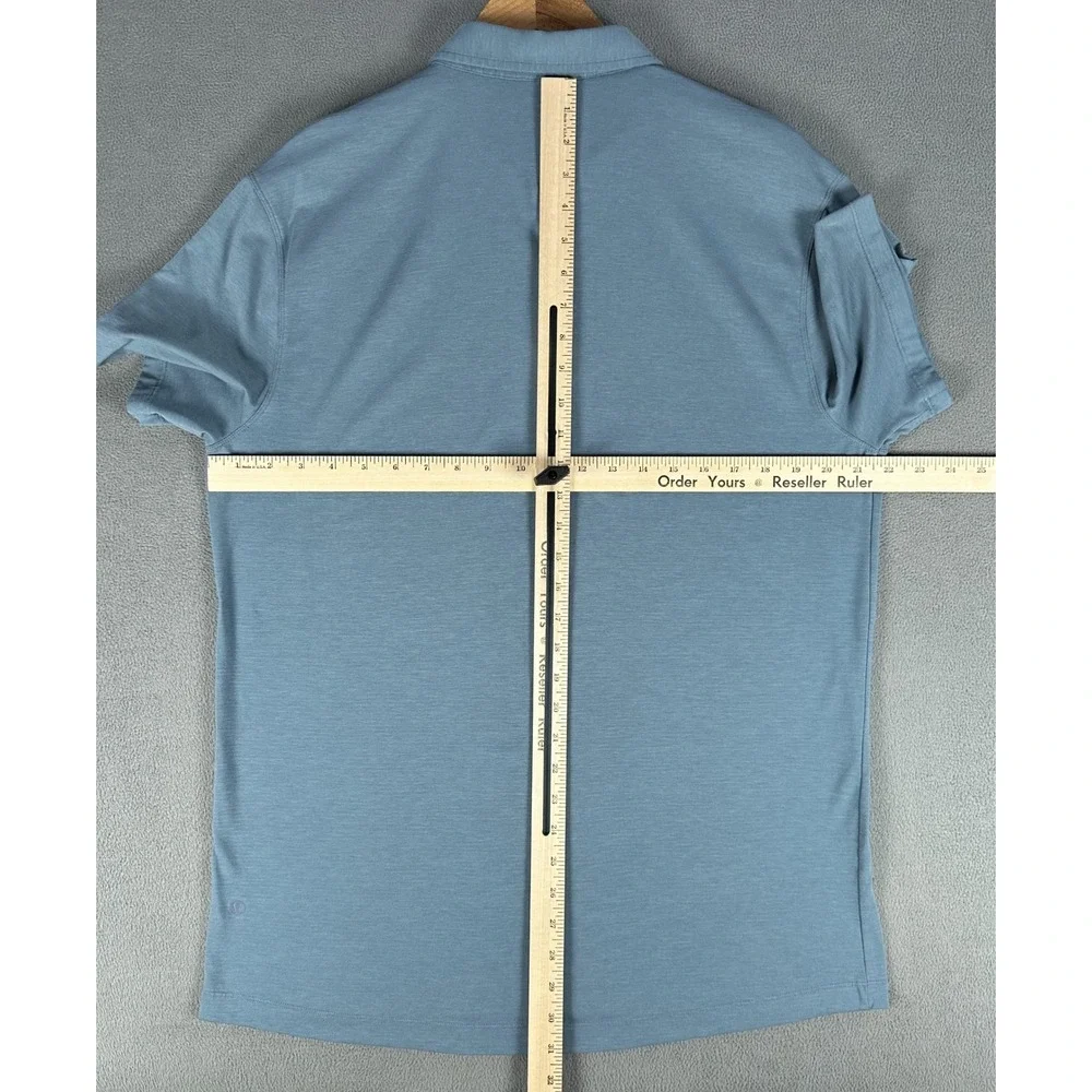 Lululemon Polo Shirt Mens Large Blue Evolution Performance Smart Casual Golf